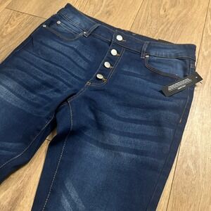 Tahari Women's Amelia Rayon Denim Button Fly Skinny Blue‎ Jeans 12/31 NEW